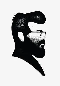 大胡子男生png卡通帅气的商务人士设计png手绘男士素描头像png线描