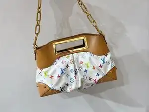 二手lv路易威登15judy白三彩单肩手提包 附尘袋