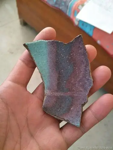 钧窑挂红瓷片一枚临清运河古玩店万枚瓷片标本馆