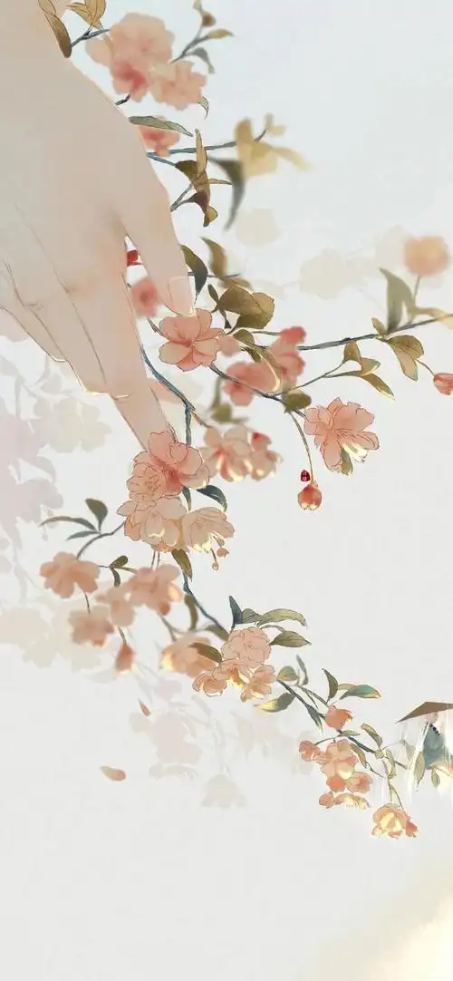 古风芊芊玉手触摸鲜花唯美淡雅图片11
