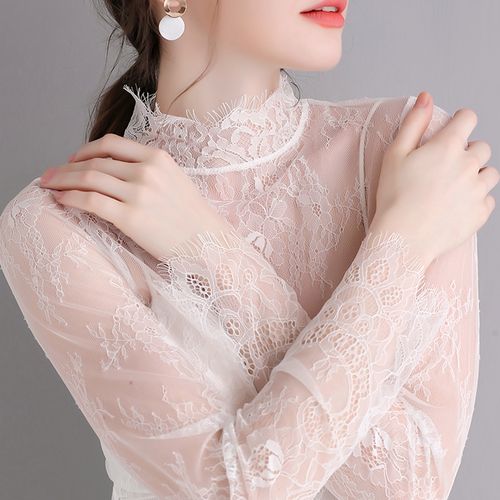 透明打底衫长袖性感薄纱