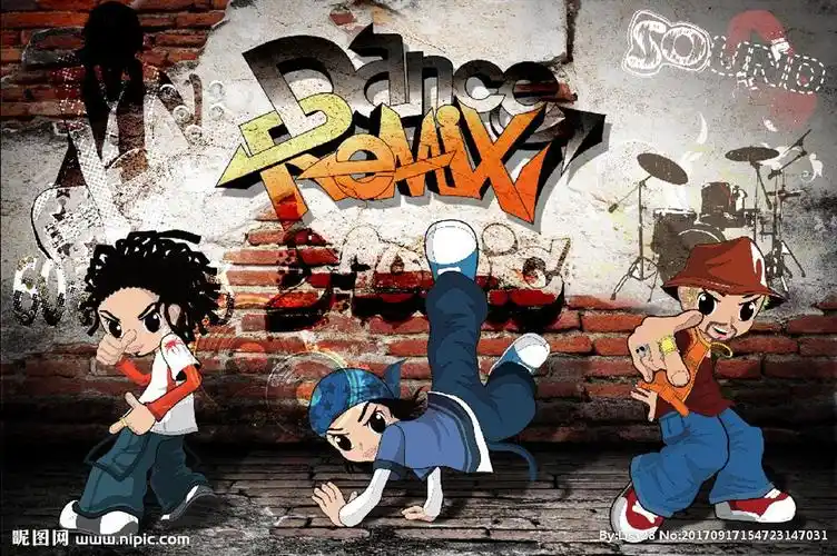 卡通街舞人物复古背景设计图__动漫人物_动漫动画_设计图库_昵图网