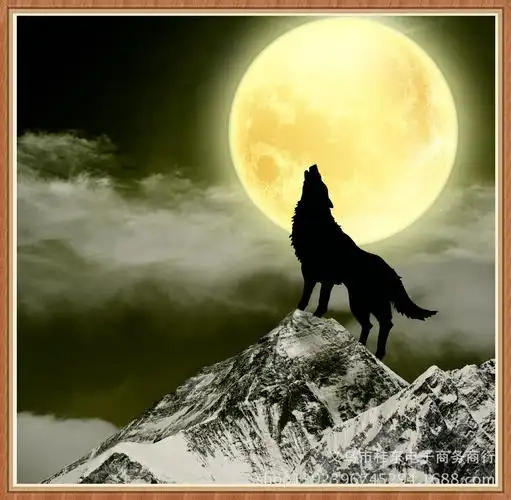 钻石画树脂方钻满钻厂家直销钻石绣贴钻画客厅动物狼啸一件代发