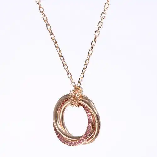 cartier(卡地亚) trinity系列18k金三环粉蓝宝项链