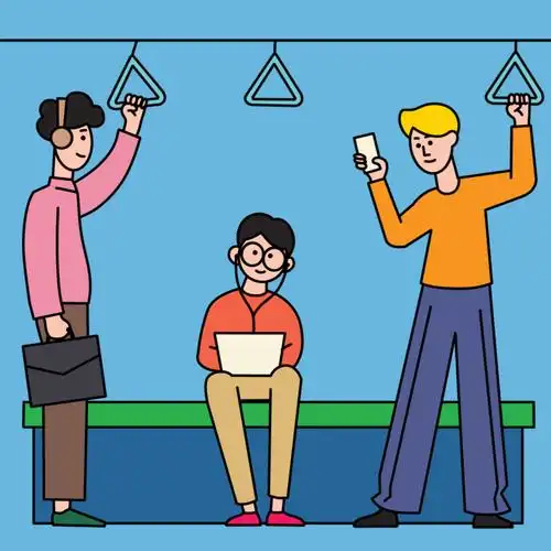 地铁人物创意个性美化卡通风插画元素