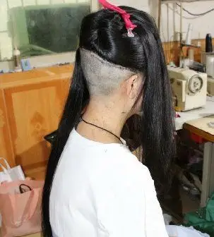 圆脸妹子剃高脚后空bob发型-芳飞1356#(11)