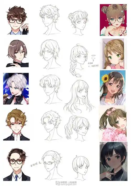 作业:从零开始学动漫之动漫人物头发的画法与训练技巧 - 积木