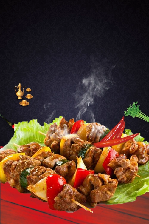 黑色简约背景烧烤餐饮美食海报