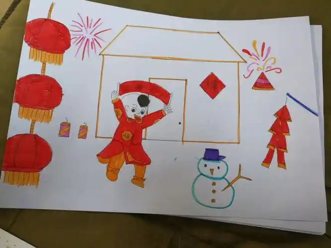 春节年画儿童画简单 兔年春节年画儿童画简单