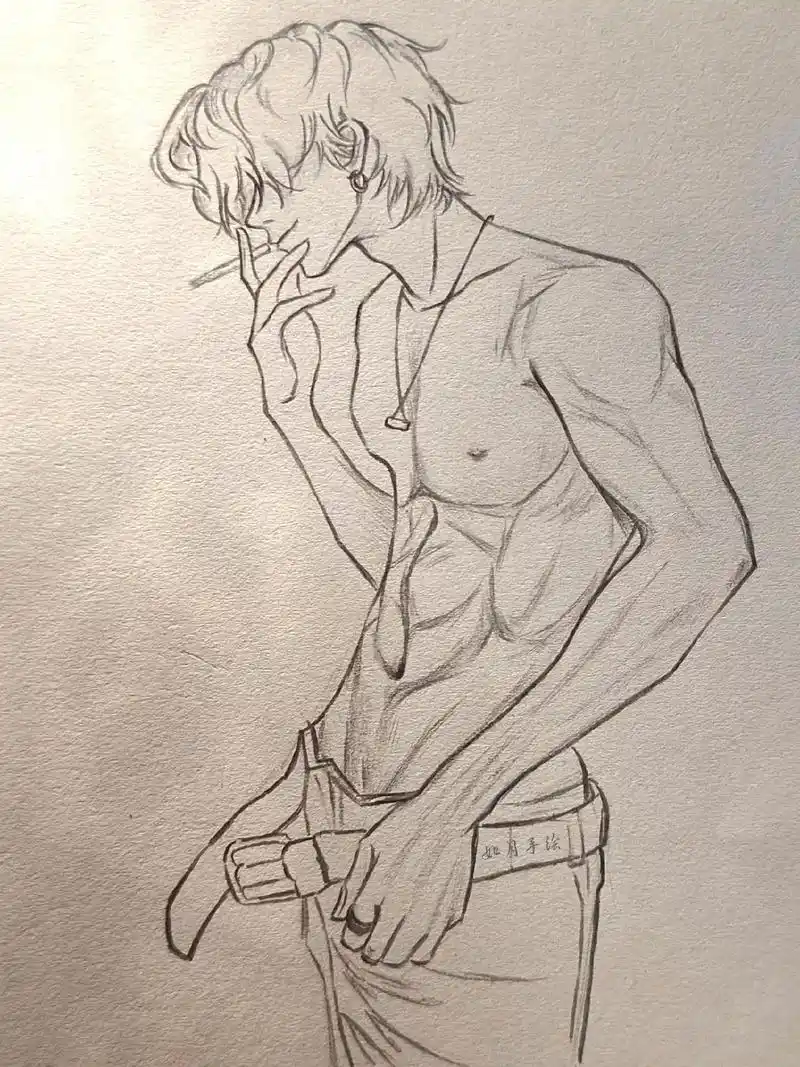 摸鱼画画.临摹:kidou#临摹 #腹肌 #帅哥 #绘画 # - 抖音