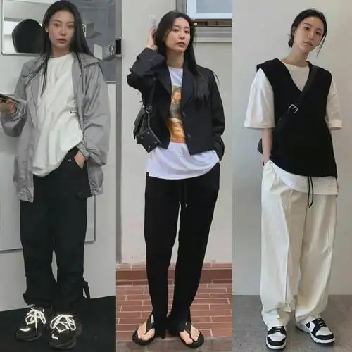 韩国女生seonhye酷酷的休闲慵懒风穿搭参考