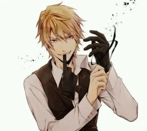 求动漫头像男生咬领带不是黑白的颜色跟图差不多帮忙找一下