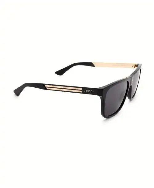 gucci 男士 黑色长方框太阳镜57 uni码臂长:14.