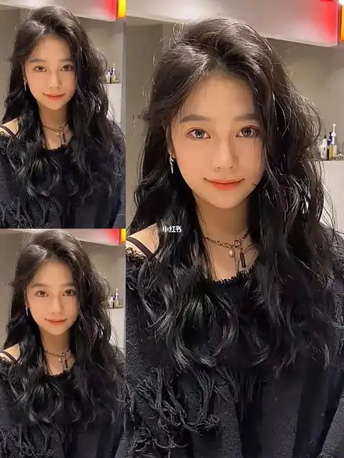 显脸小不挑脸型_蛋卷头_黑发_发型_女生发型_法式烫发_烫发_蛋卷_法式