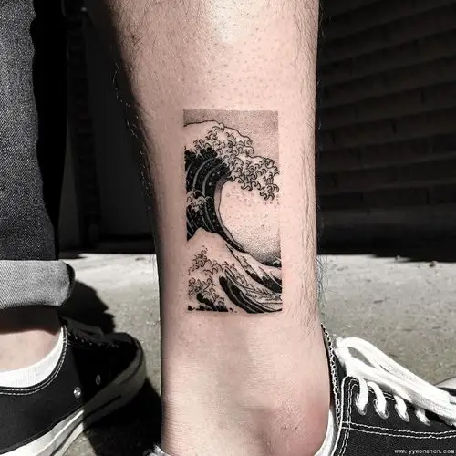 韩国文身师oozy创作的神奈川冲浪里创意刺青图案-yy纹身网