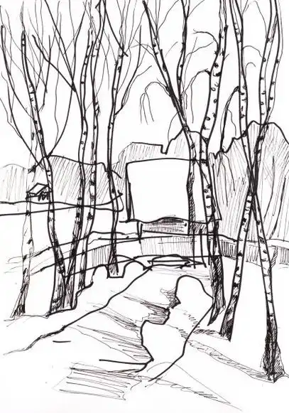 树林 冬天插画_树林 冬天手绘插画_插画设计网站-veer图库