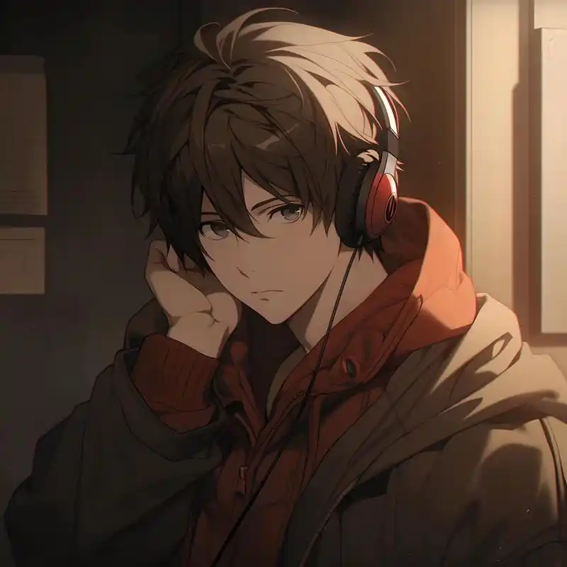 5250耳机少年5250 一组戴耳机的动漫男生头像