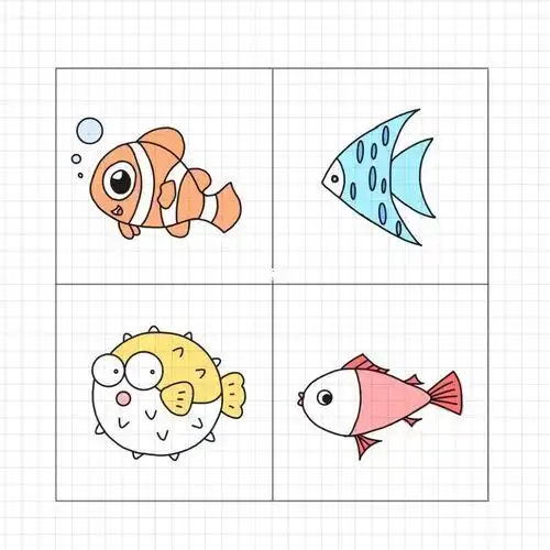 有颜色的简笔画小鱼 简笔画图片大全-普车都