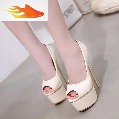 basket性感夜店高跟鞋16cm恨天高浅口鱼嘴单鞋15cm细跟超高跟防水台