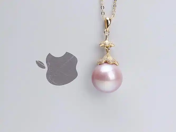 11.5mm圆形淡水紫色珍珠镶嵌吊坠 00489