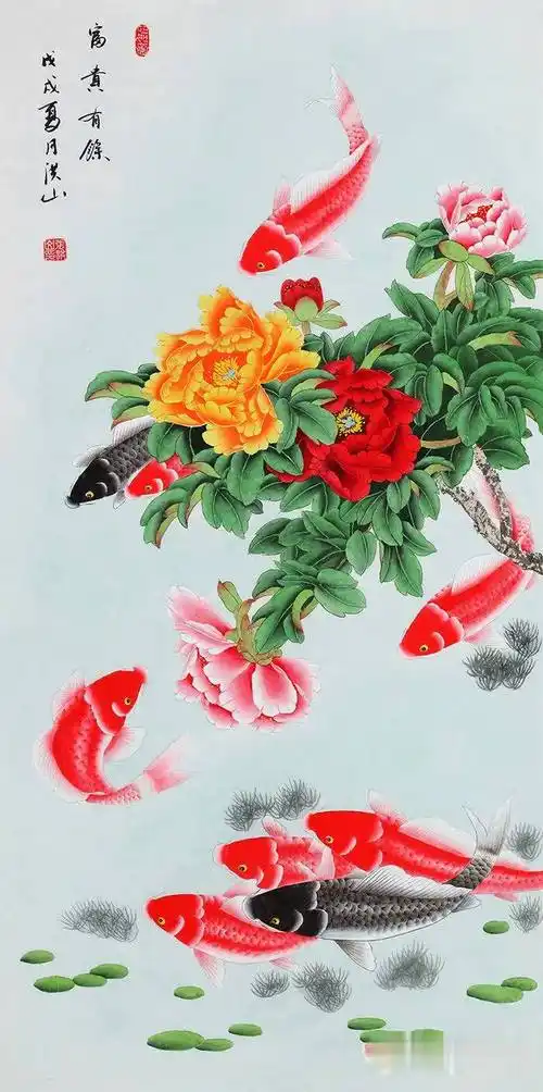 旺运又招财,家居吉祥风水画九鱼图解读