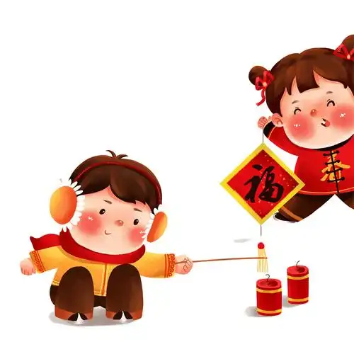 红色卡通新春福娃gif动态图春节表情包