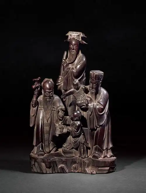 0716 清 黄杨木福禄寿三星人物