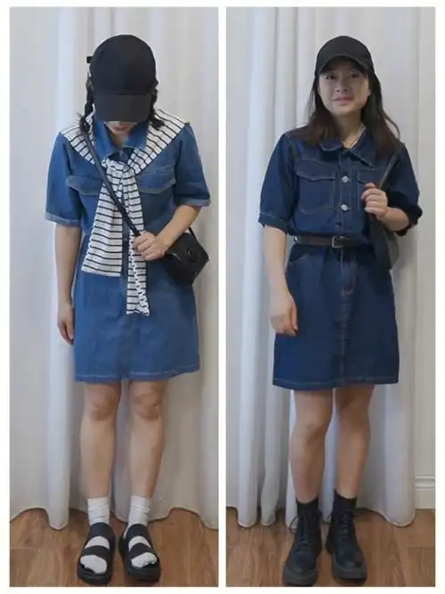 14896微胖小个子牛仔裙穿搭