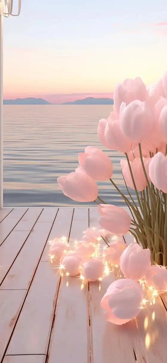 粉色系壁纸郁金香手机壁纸锁屏背景图高清 素材转收集自互联网 ,有侵