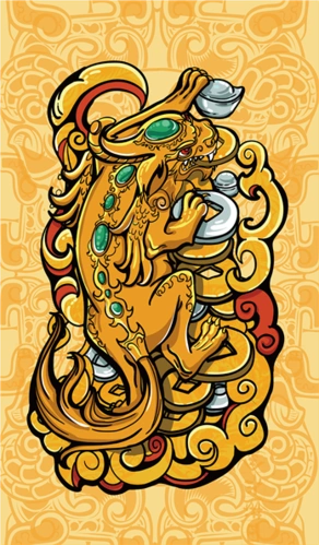 创意来源为"貔貅",貔貅别称"辟邪,天禄",是中国古书记载和民间神话