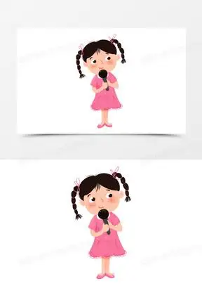 卡通手绘女生小小主持人元素
