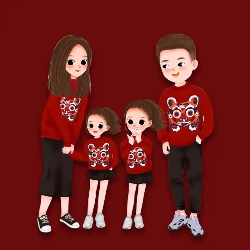 一家四口2022新年头像,两个女儿/儿子,儿女双全的都有