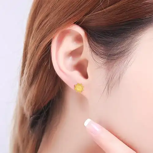 周大生黄金耳钉 足金女款金耳钉 正品珠宝首饰新年礼物航海系列