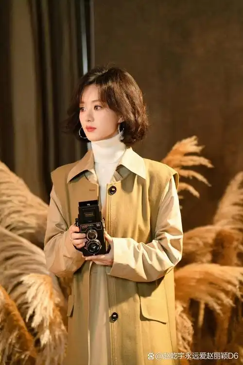 赵丽颖复古风大片来袭,镜头前她气质优雅,手持相机,仿佛