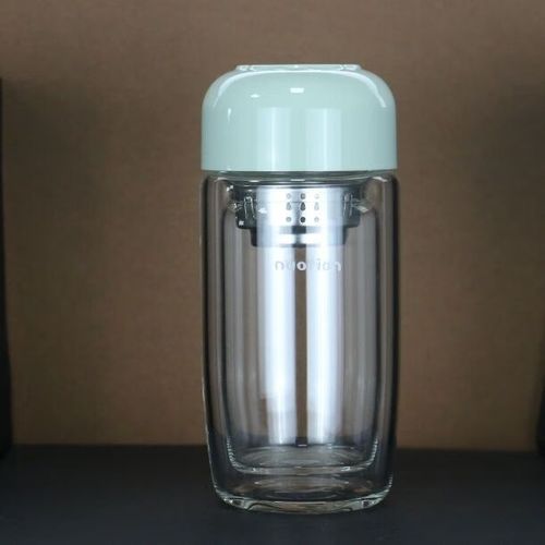 nuotian高颜值便携弹跳一指弹玻璃杯女轻奢隔热双层防碎可爱耐高温泡