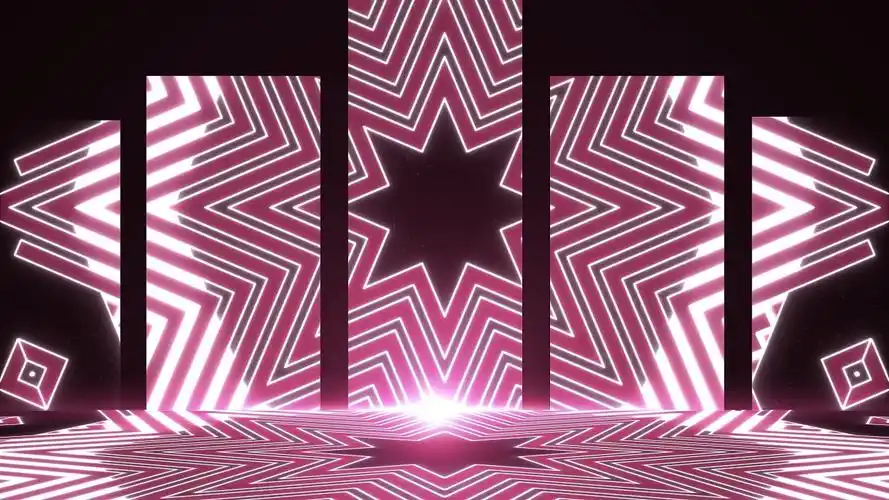 4k动感红色几何舞台背景视频光效dj街舞背景