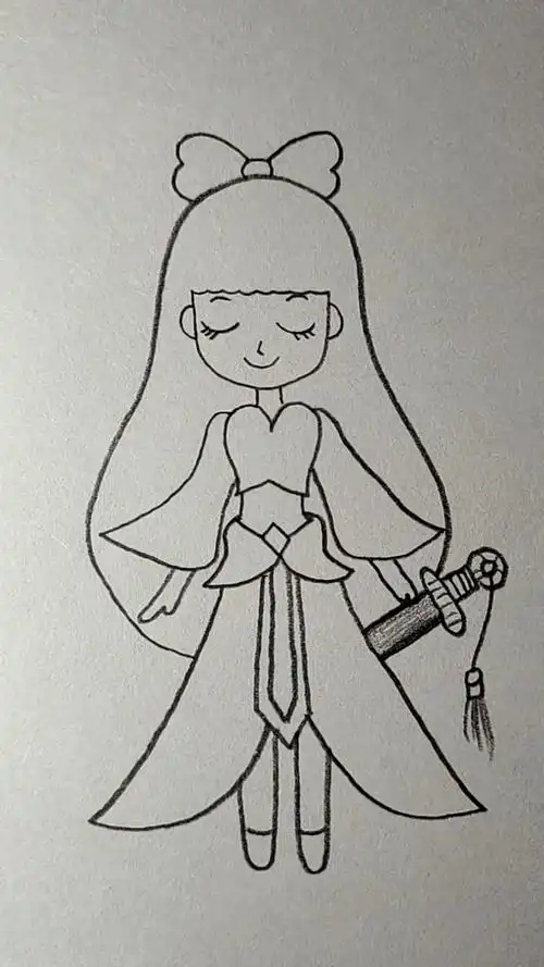 简笔画#画好看的女剑客