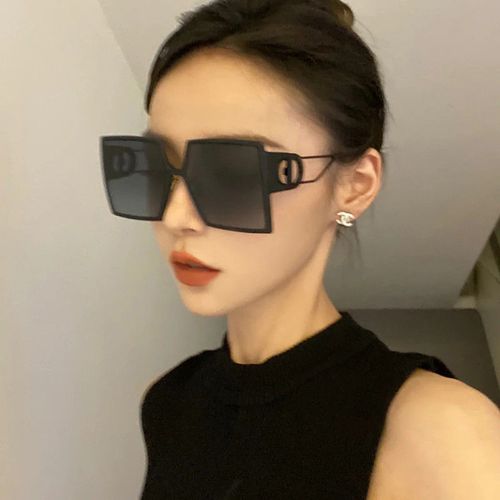黑色超大框大脸圆脸墨镜女气质显脸小韩版眼镜方形防紫外线太阳镜