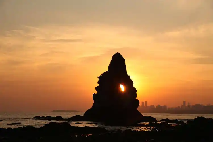 1.26青岛石老人日出和落日——缘来有你!