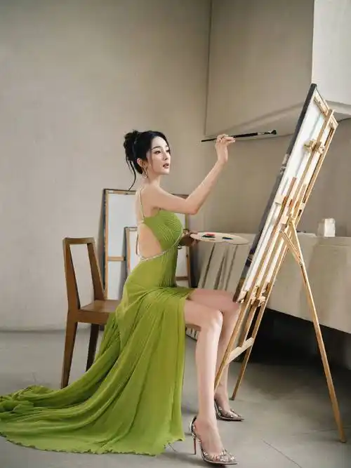 杨幂优雅亮相voguefilm活动 绿裙盘发造型明媚浪漫_女性_夏日绿_艺术