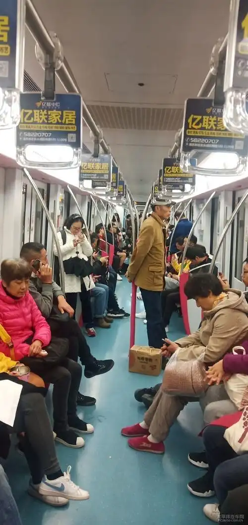 地铁车厢内,形形色色的各类人群.