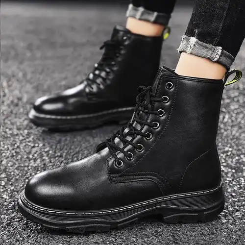 马丁靴男高帮厚底复古工装男士皮靴英伦风青年潮男硬汉靴子大黄靴
