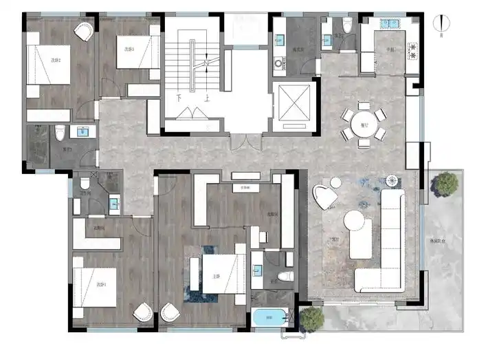 258平四居室户型图