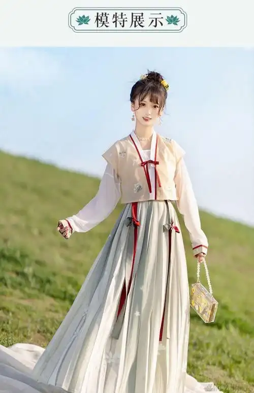 汉元素女装改良汉服女成人仙气夏季薄款唐背子圆领衫一片式褶裙春秋