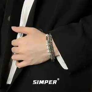 sa国潮吴亦凡同款珍珠拼接手链ins嘻哈街头简约冷淡风男女手饰品