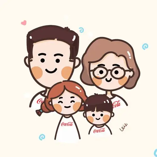 卡通头像,一家四口