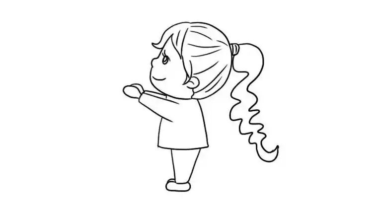 卡通女孩简笔画可爱萌小女孩长发