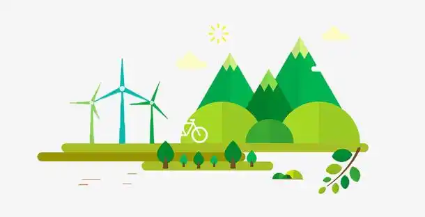 青山绿水手绘免抠图