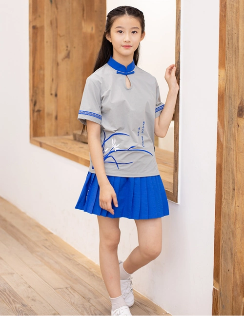 艾咪天使小立领中国风清新学院运动套装校服园服来样源头工厂定制