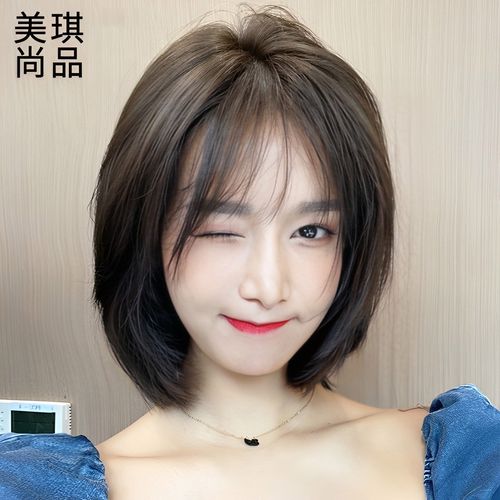 短发假发女法式空气刘海短发全真发夏季可偏分修颜减龄bobo全头套